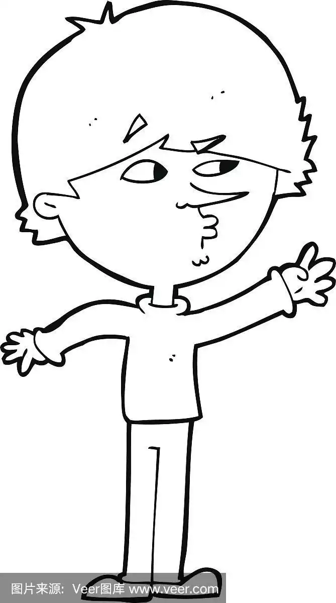 卡通发愁人伸手