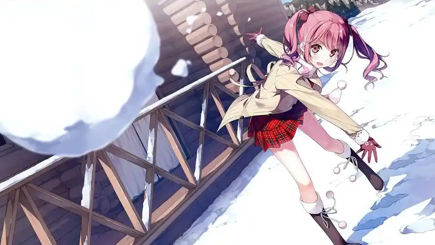 动漫少女打雪仗可爱壁纸