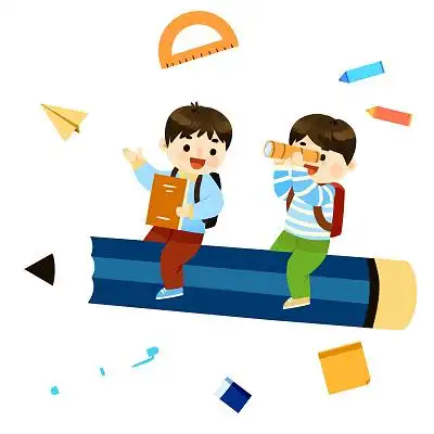 开学季学生开心去上学卡通人物元素开学季png素材开学季元素