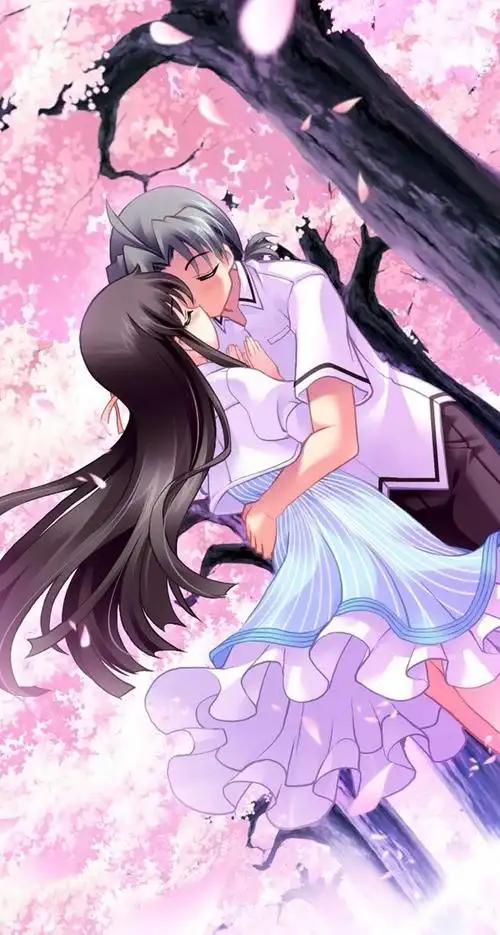 浪漫情侣接吻卡通手机壁纸744*1392