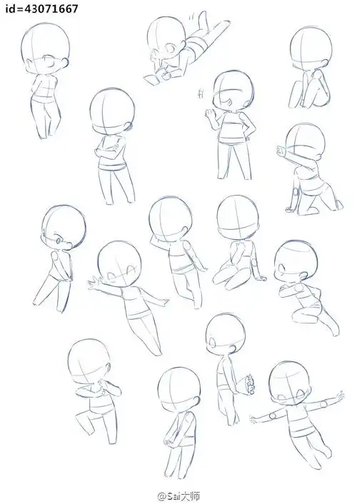 q版小人物动作肢体,以及头发绘画