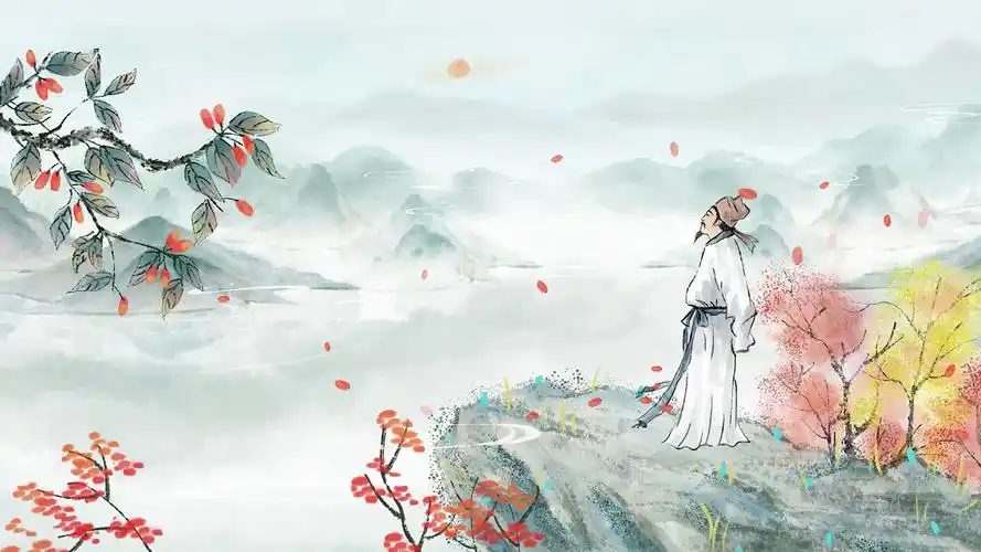 春分春天古人诗词歌赋水墨画卷背景视频ae模板中国山水水墨背景