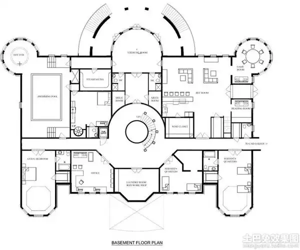 豪华独栋别墅平面图效果图