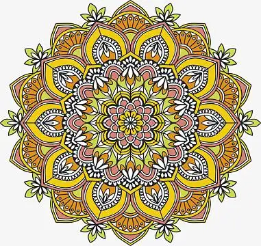橘色宗教曼陀罗花纹aipng深蓝线条宗教花纹aipng泰国佛像元素png卡通