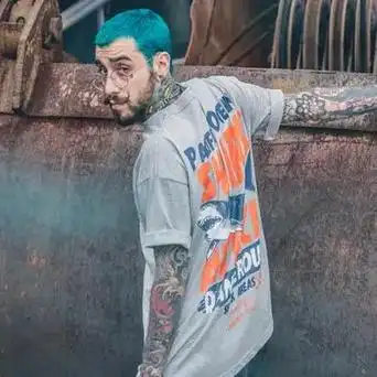 潮嘻哈情侣头像(第1)欧美高街暗黑说唱歌手黑人头像印花嘻哈脏辫宽松