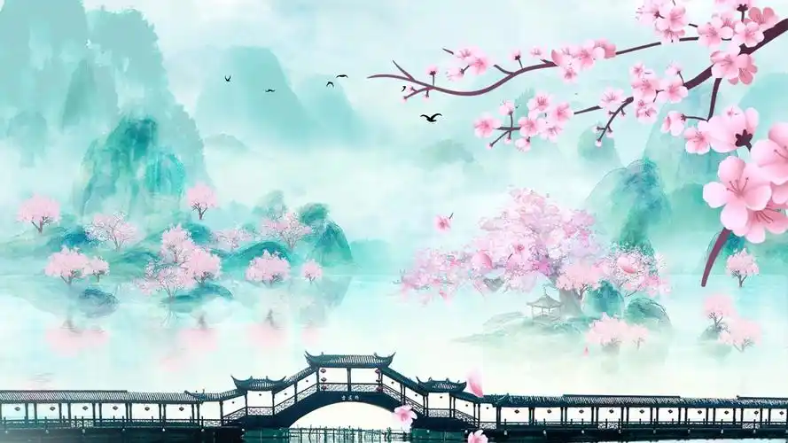 4k古风水墨春天视频背景水墨春天背景春天蝴蝶背景