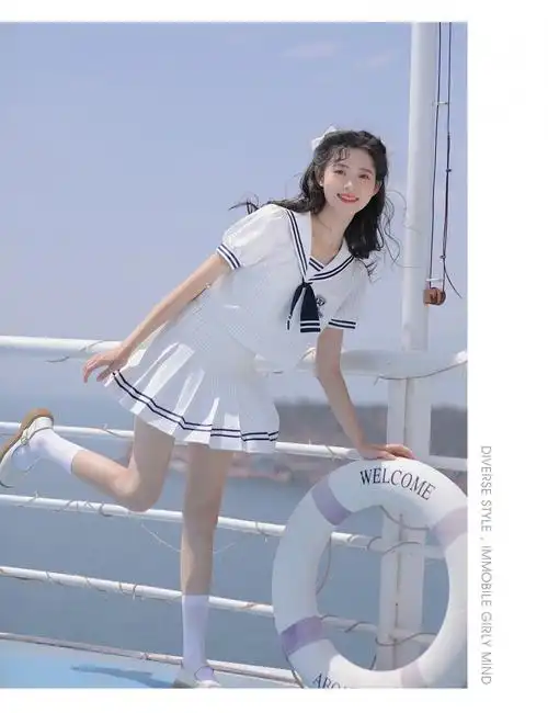 jk初中学生高中女生不良少女水手服海军风甜美套装裙日系条纹jk学院风
