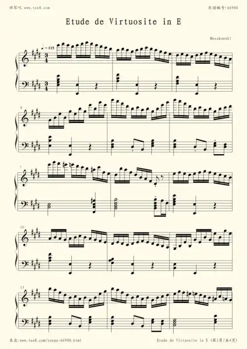 钢琴谱:【钢琴块 2 等级歌曲】140. e大调练习曲