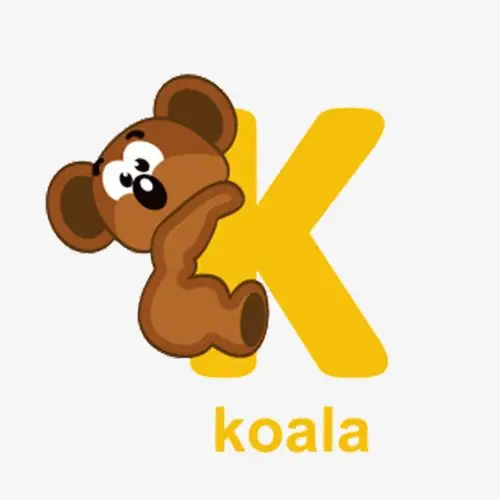 可爱英语字体可爱考拉大写k字母