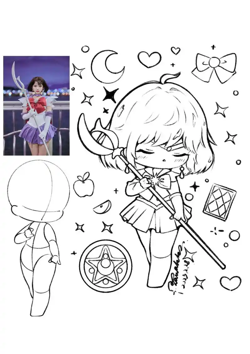 照片转q版丨q版速写教程丨q版模板