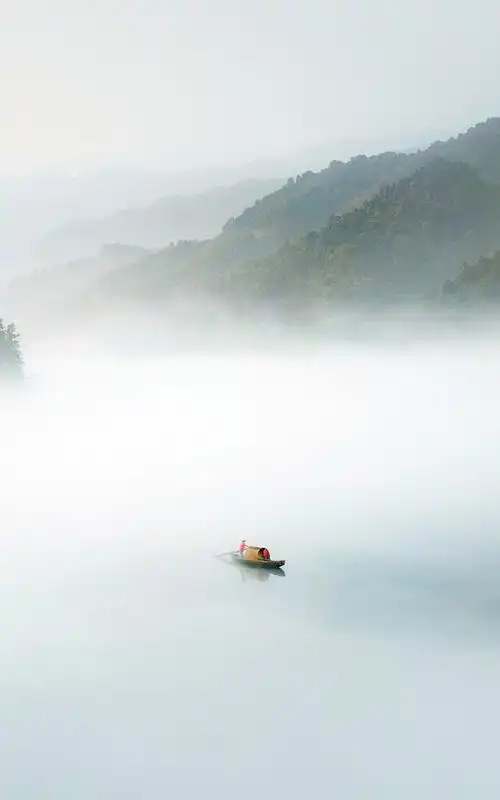 一叶扁舟自然山水风景大屏幕手机壁纸