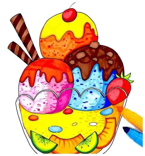 儿童画教程儿童画的色彩练习夏天美味的冰淇淋