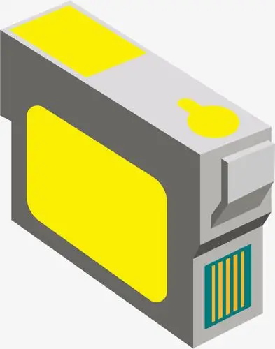 纯黄色矢量卡通风格油墨盒