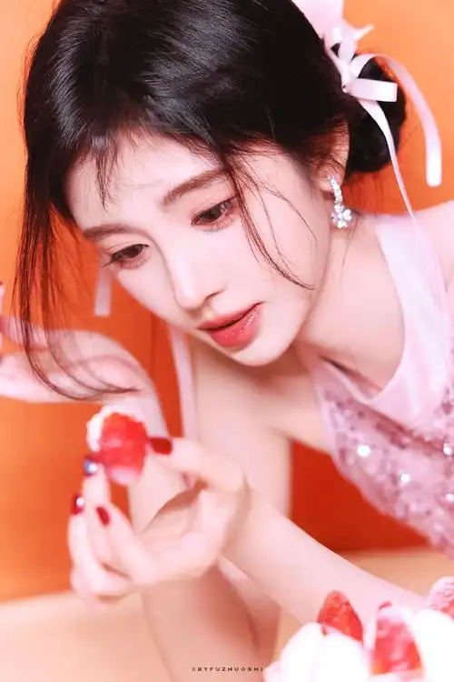 鞠婧祎粉色亮片纱裙