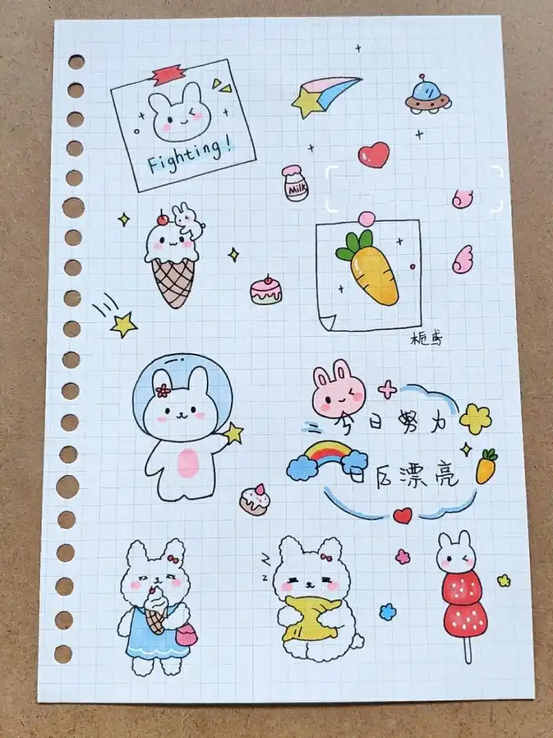 🌈🌈可爱动物手账素材,小装饰简笔画 画些小简笔手账素材,用来装