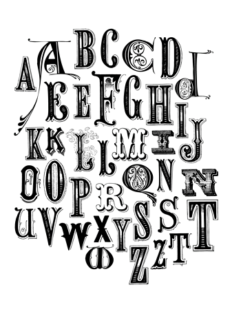 黑白立体线条优雅英文字母艺术字