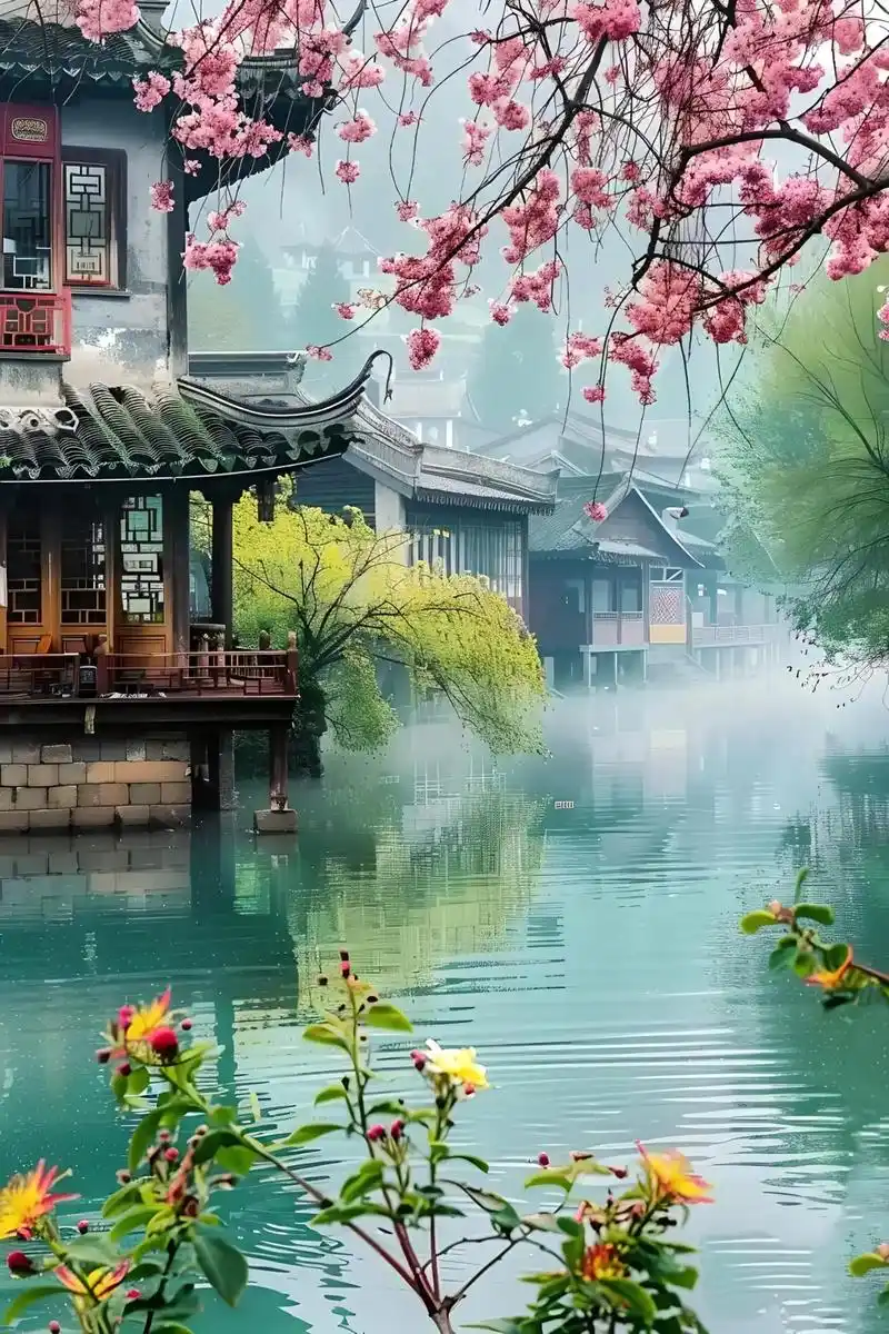 江南水乡,如诗如画,青山翠滴,绿水荡漾,波光闪烁着生机