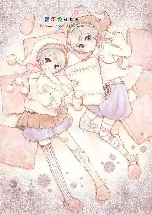 两个萌萌的女孩子人物插图