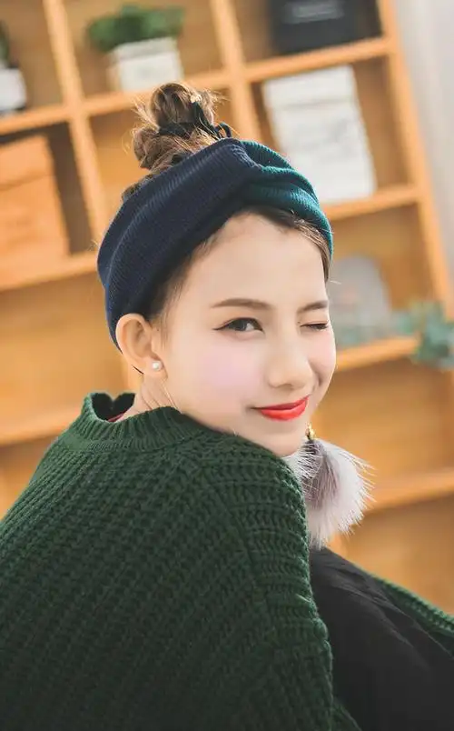 束发带宽边个性甜美系发带 简约防滑成人欧美百搭短发韩版头饰 绿