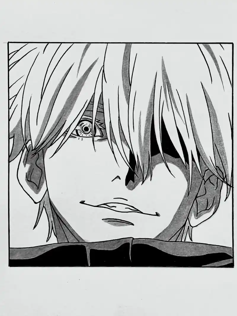 手把手教你画7915五条悟.工具:勾线笔,铅笔 #咒术回战 #五 - 抖音