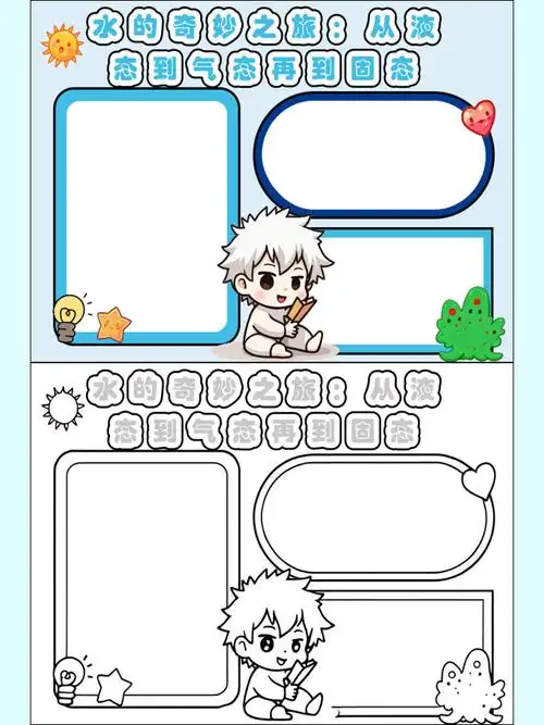 9215  这次的手抄报,我尝试把水的三种形态融入其中,真的是既有趣