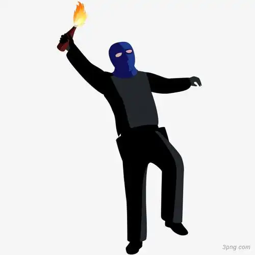 蒙面人点火矢量插画png素材透明免抠图片动植人物