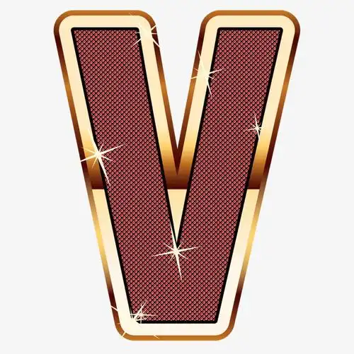 效果图金色边框英文字母v