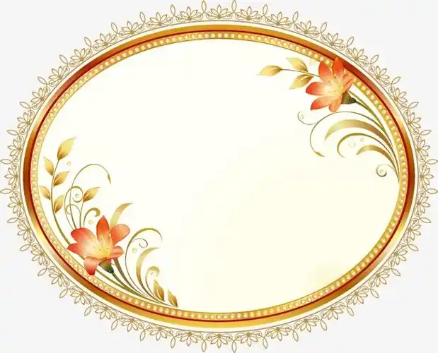 手绘金色花边花朵图案png素材-90设计