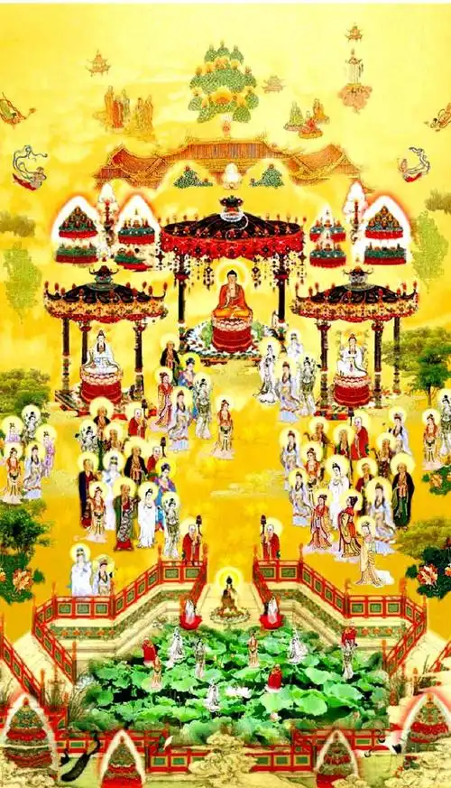 诸佛赞叹,依正庄严 极乐世界全景图