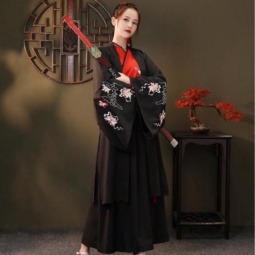 原创汉服男女大袖衫套装武侠风侠客黑色秋冬古装魏晋风中国风古风