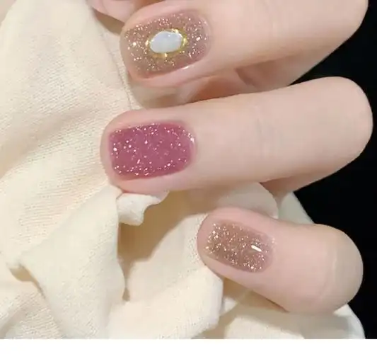 反光碎钻甲油胶2021年新款香槟指甲流行色超闪光疗爆闪蹦迪粉美甲