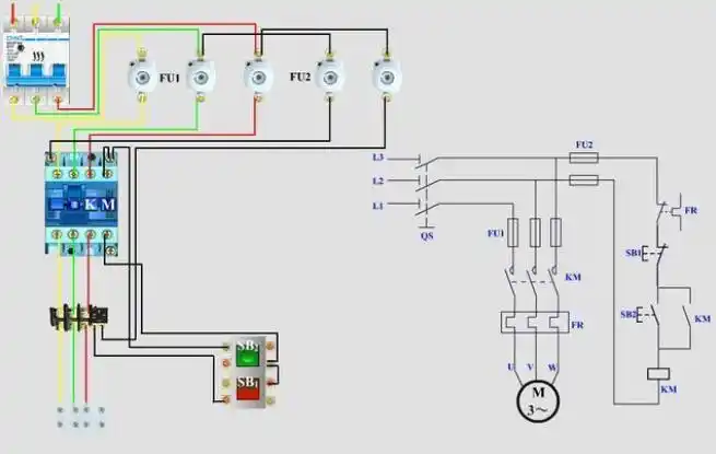 这个完整自锁电路,主电路,控制电路.