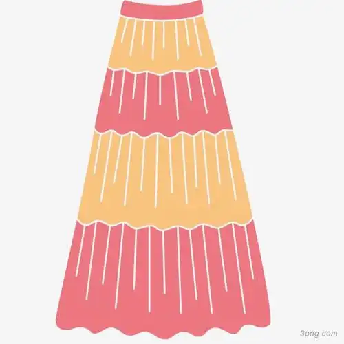 条纹长裙png素材透明免抠图片-卡通手绘