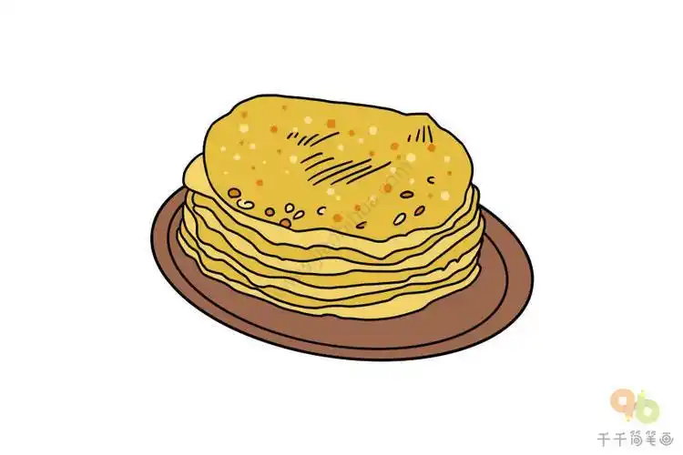 煎饼卡通简笔画彩色