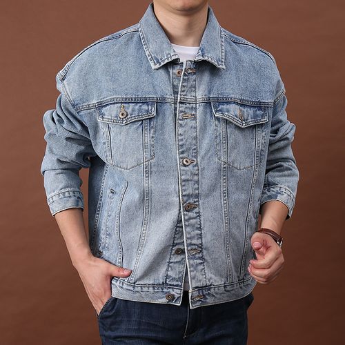 多袋工装牛仔夹克衫休闲外穿时尚日系男外套水洗夹克