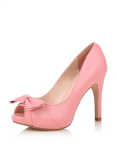 田莘honeygirl粉色真皮鱼嘴蝴蝶结浅口高跟鞋hg14cy251t-164pk_唯品会