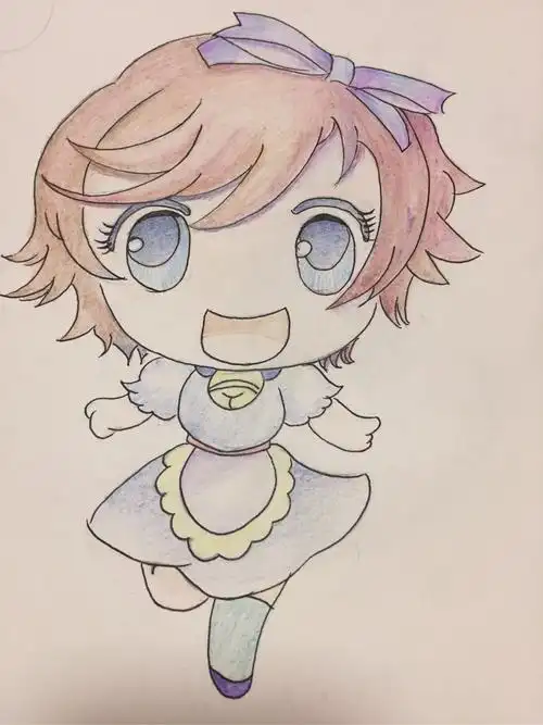 第一幅彩铅q版卡通人物