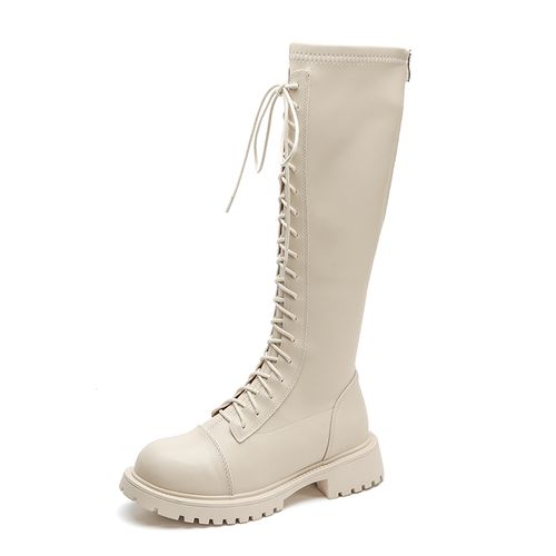 骄屿白色长筒靴女2022新款秋冬加绒瘦瘦靴长靴小个子高筒靴骑士靴