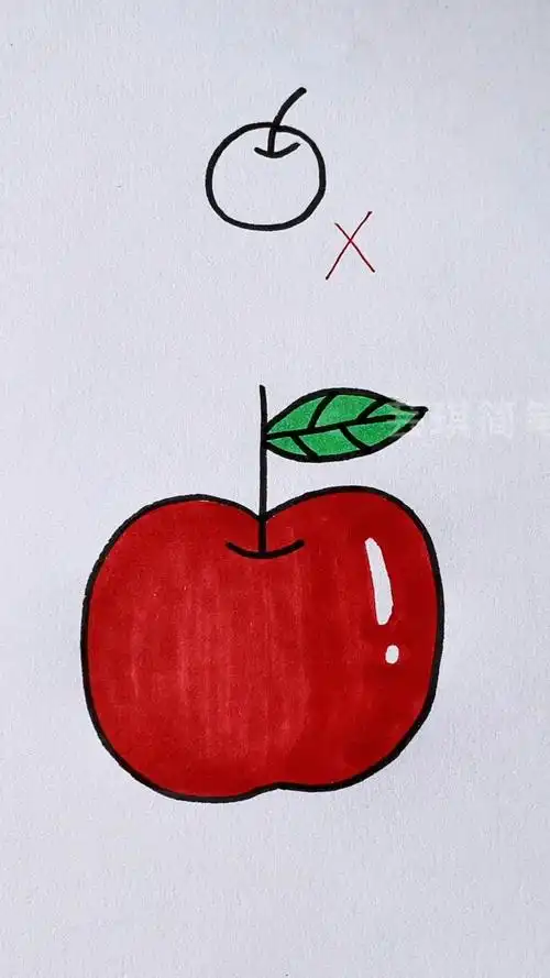 简笔画苹果这样画一学就会