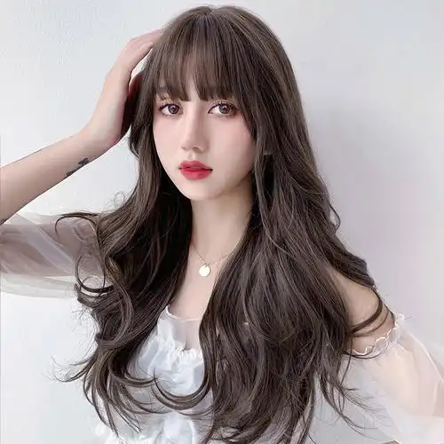 2021年时尚新款假发女长发隐形自然大波浪适合圆脸发型全头长卷发