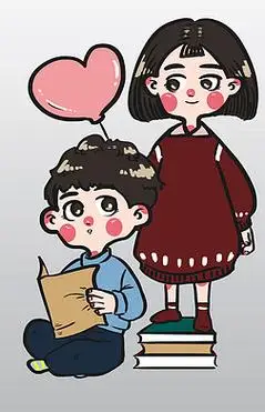 情人节甜蜜情侣温馨可爱互动卡通人物场景