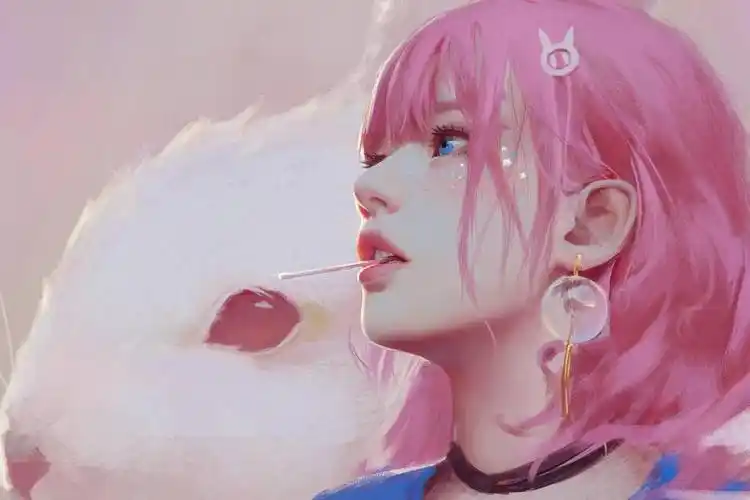 桃花林溪水手绘漫画电脑壁纸高清图片(3840x2160) - 4k动漫高清壁纸