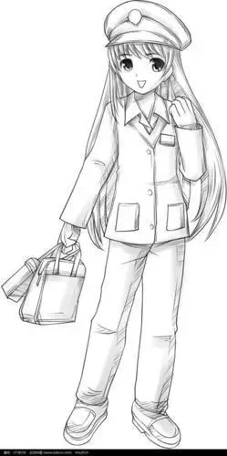 人物简笔画女孩全身