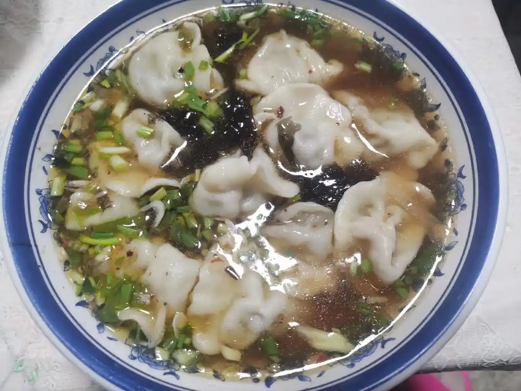 一碗酸汤水饺暖心又暖胃#手工包饺子  - 抖音