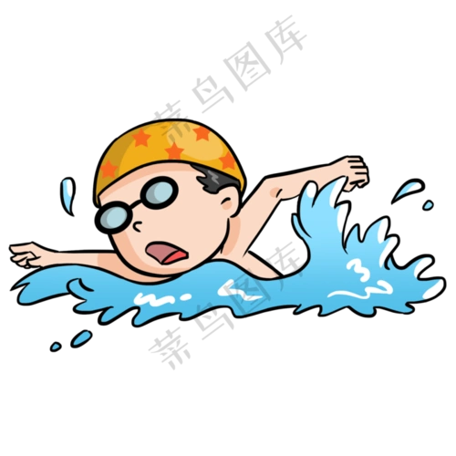 手绘男孩游泳插画20002000像素300dpipsd模版下载