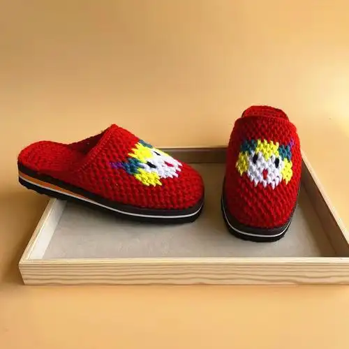 毛线鞋纯居家毛线拖鞋手工勾拖鞋婚嫁成品手工毛线鞋毛线拖鞋 定制
