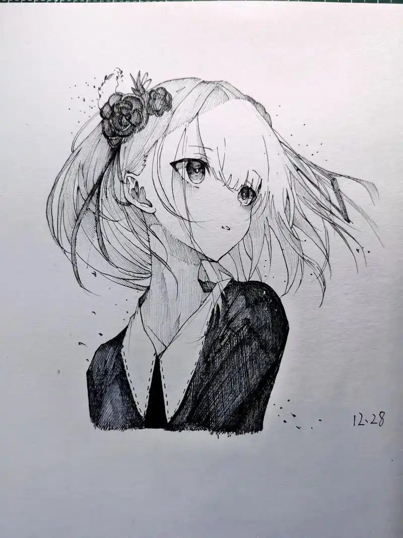 手绘 #少女 这条火了我就出排线教程●︿●#绘画 #二次元 - 抖音