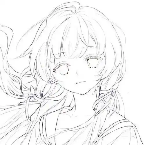 【黑白线稿】可爱动漫人物 线稿素材,临摹