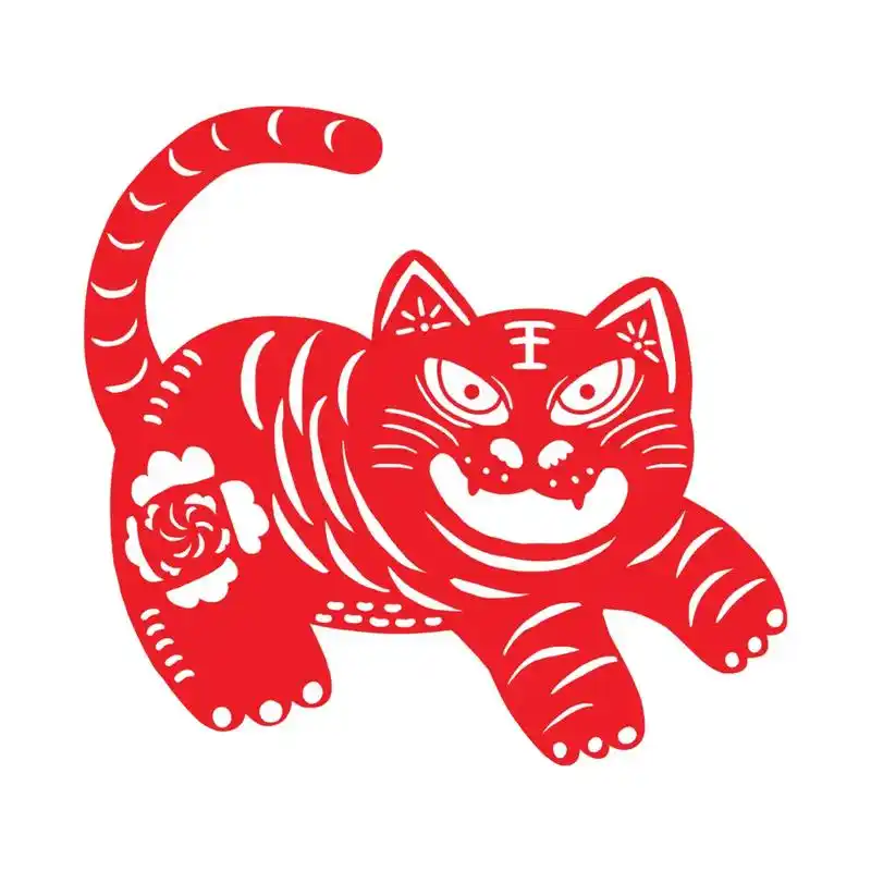 创作灵感#老虎剪纸风素材 - 抖音