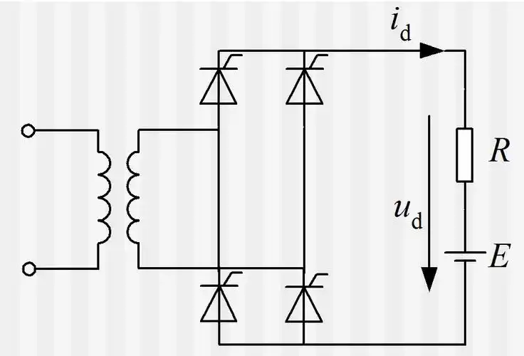 图1-2单相桥式全控整流电路原理图
